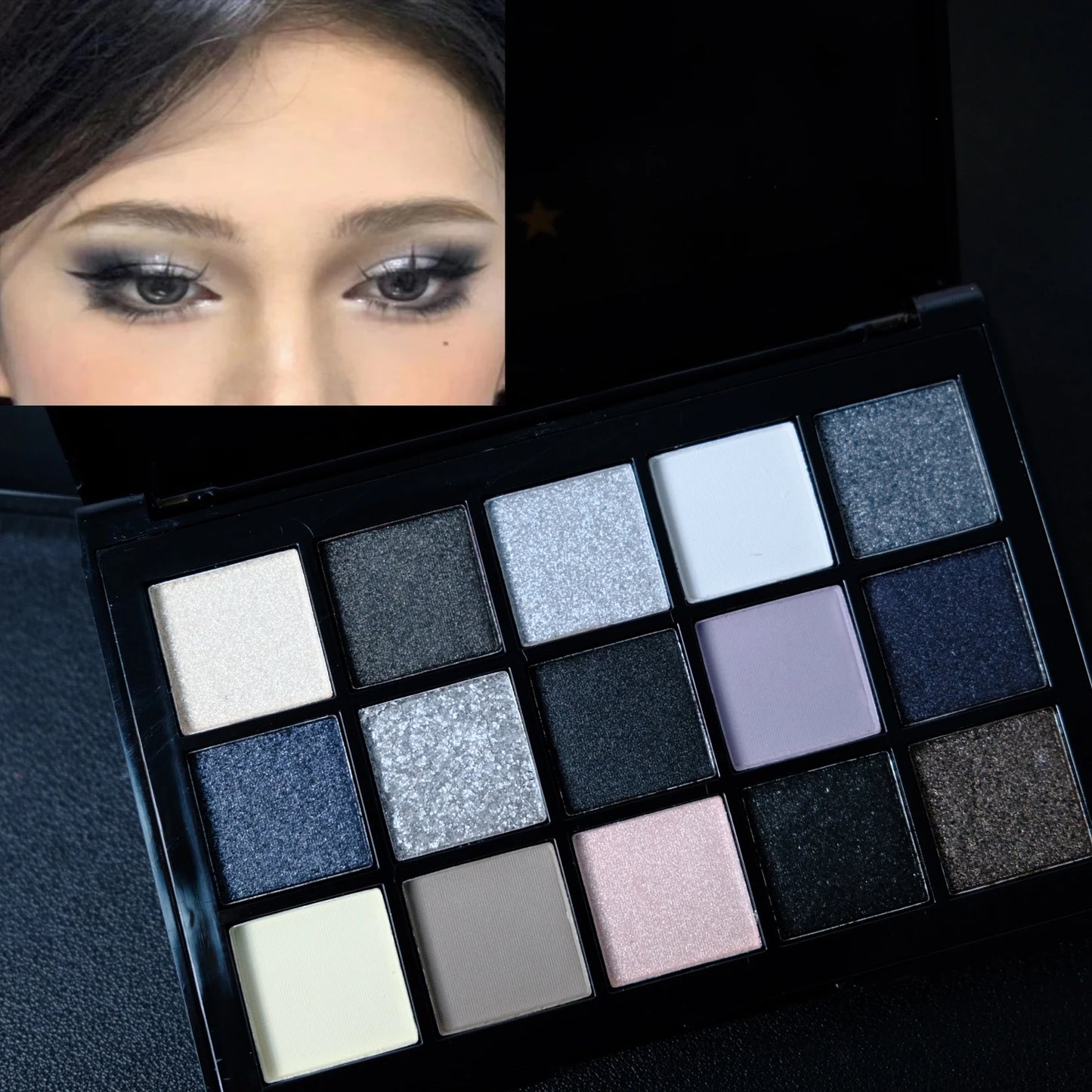 Black Smokey Eyeshadow Palette, 15 Colours
