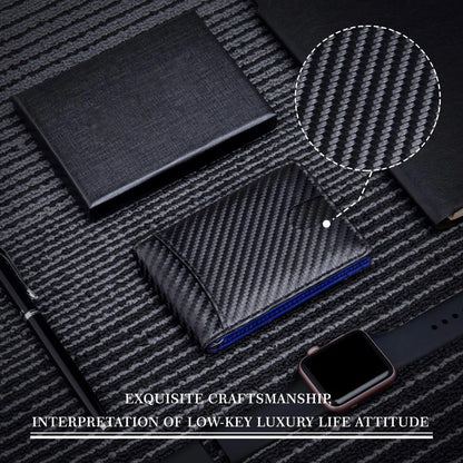Rfid Leather Men Wallets Money Bag Slim Thin Card Holder Wallet Carbon Fiber Male Small Short Purse Black Billfold Walet Gifts