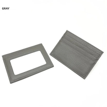 Genuine Leather Card Holder Slim Business Card ID Holder Credit Card Case Thin Small Wallet for Men Cardholder Sticker Black