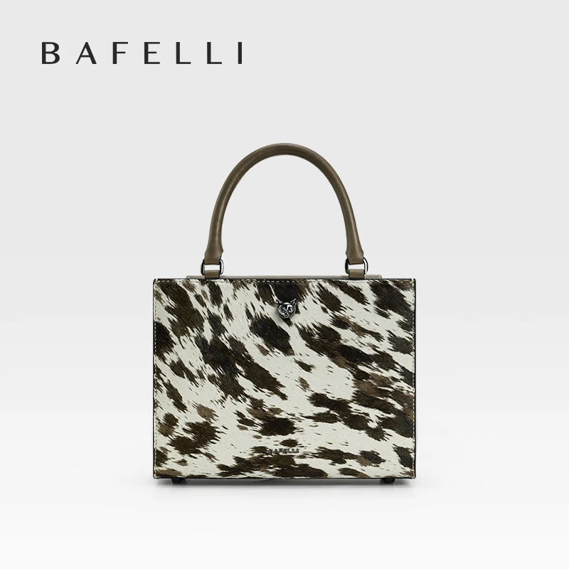 BAFELLI Real Fur & Leather Leopard Crossbody Bag