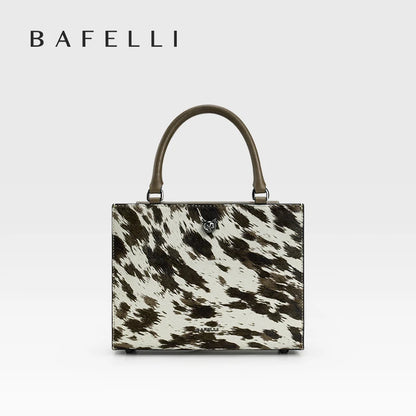 BAFELLI Real Fur & Leather Leopard Crossbody Bag
