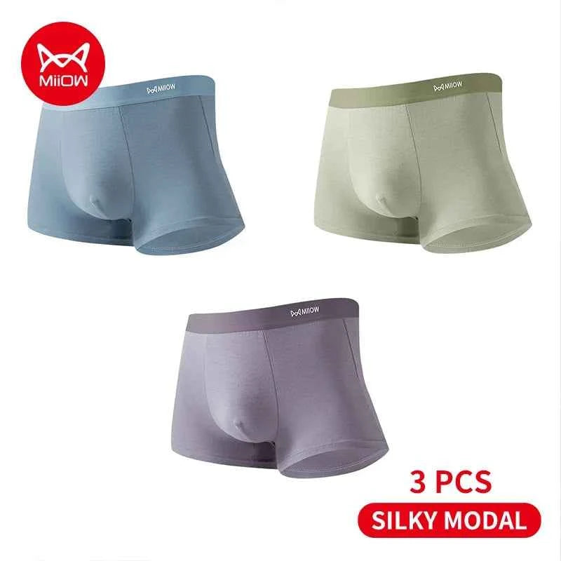 MiiOW Antibacterial Modal Men Underwear - 3 Pcs Breathable Boxers