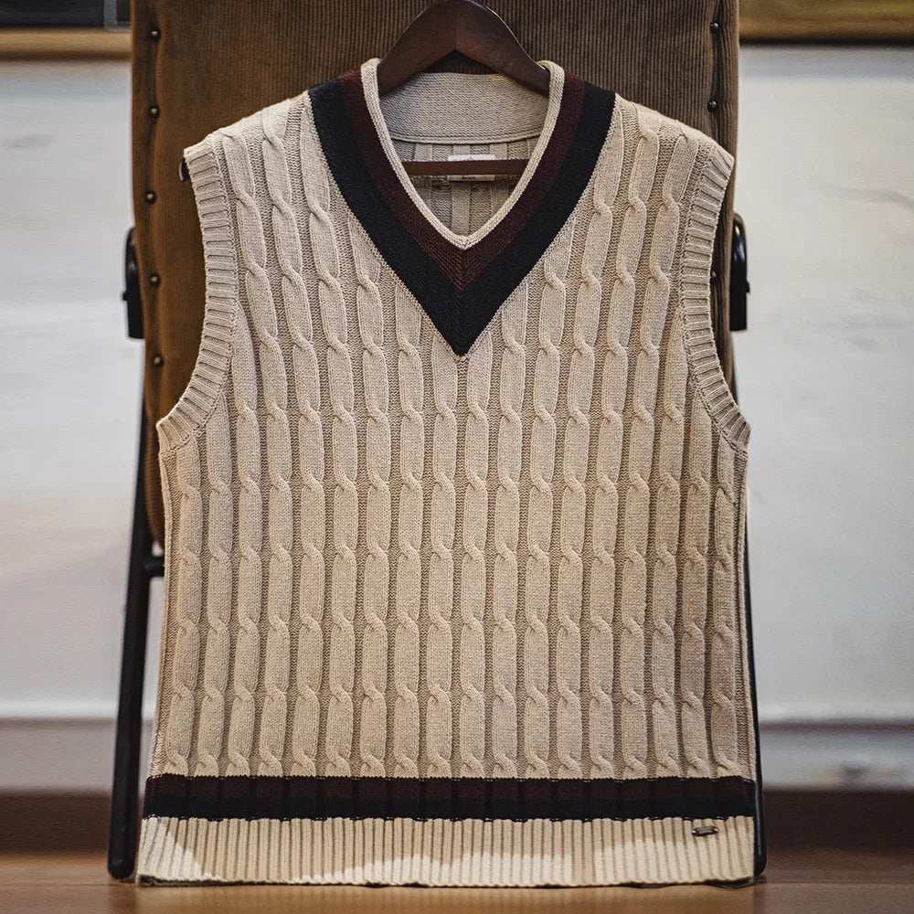 MADEN Ivy Colour-Block V-Neck Sweater Vest