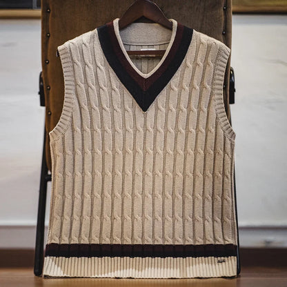 MADEN Ivy Colour-Block V-Neck Sweater Vest