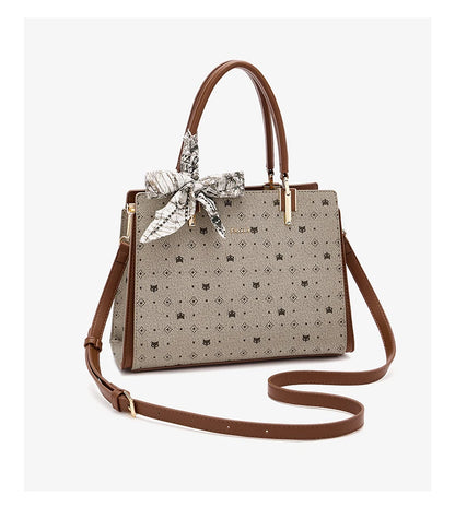 FOXER Vintage Women Handbag PVC Leather Tote Bag Large Capacity Top‑Handle Shoulder Crossbody Bag for Ladie Daily Work Purse