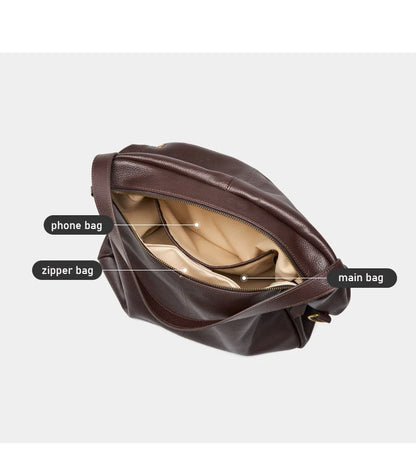 FOXER Genuine Leather Shoulder Bag for Women Large Capacity Handbag Female Casual Tote Bag Computer Bag Crossbody Purse as Gift