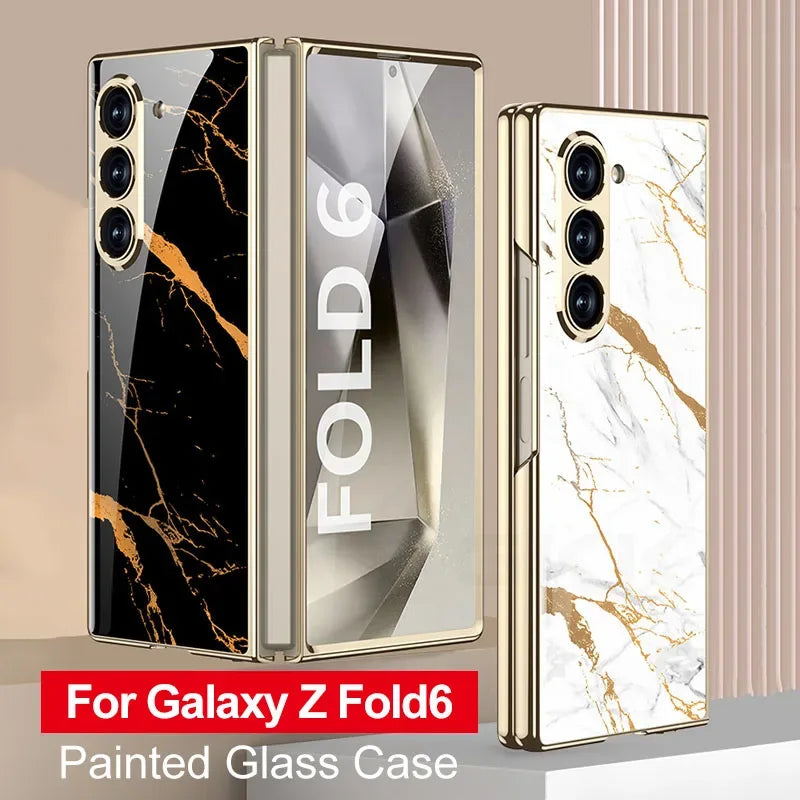 GKK Painted Tempered Glass Case for Samsung Galaxy Z Fold 6 & Galaxy Z Fold 5 Case - ShopHub