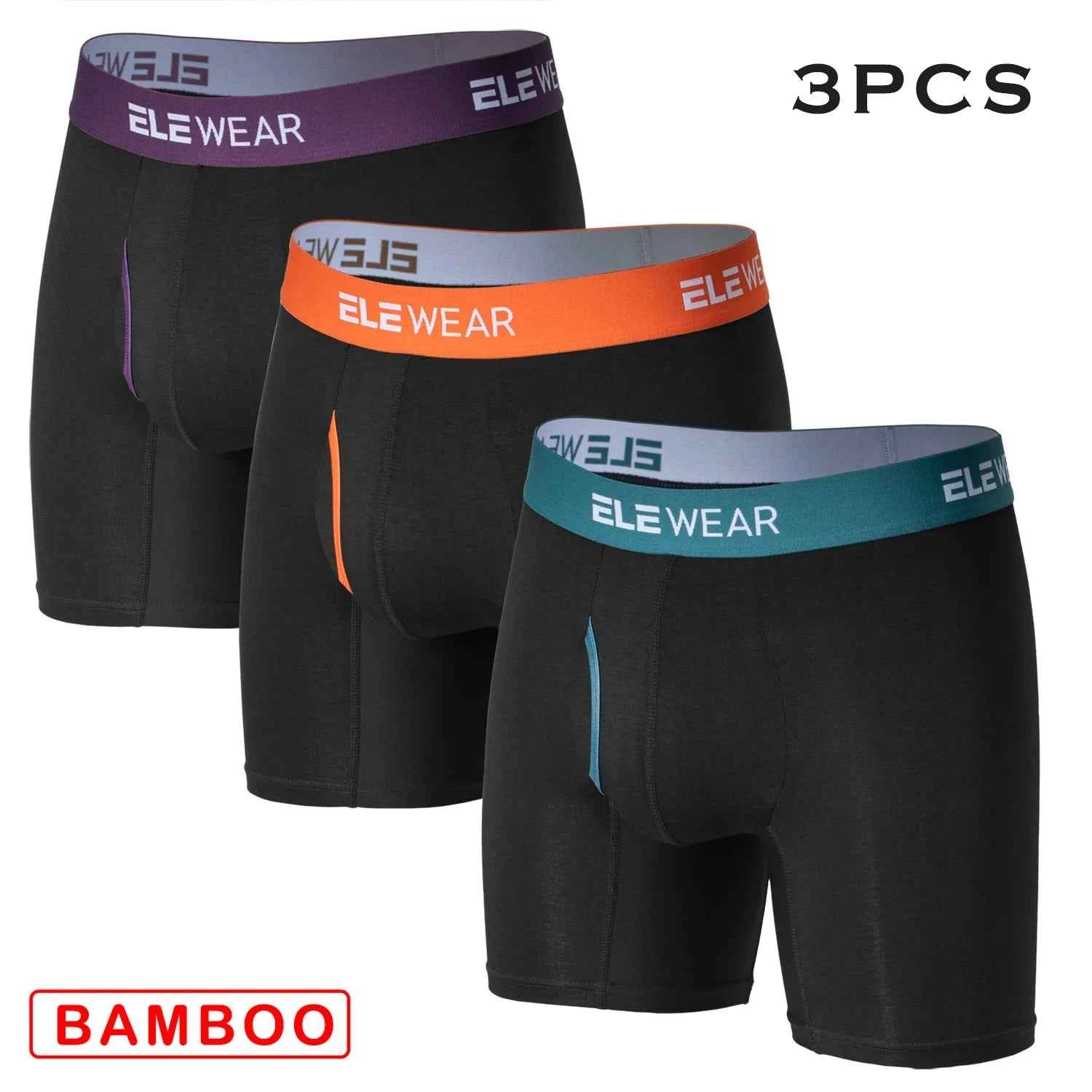 3 Pcs Bamboo Men's Underwear - Breathable Boxershorts with Opening