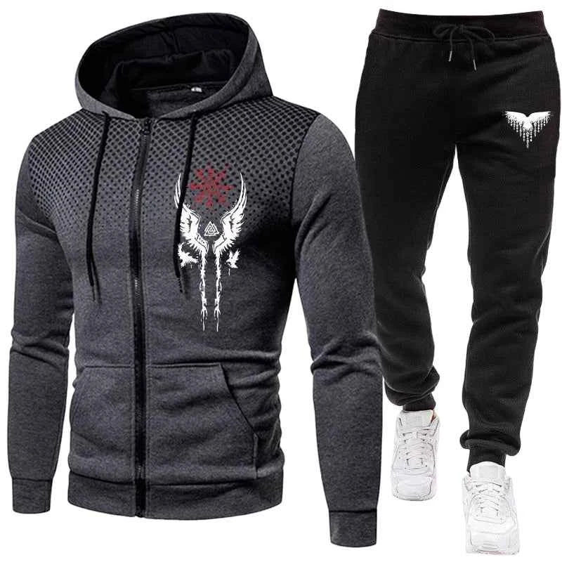 Men's Casual Sportswear Set: Autumn Winter Zipper Jacket and Sweatpants Outfit