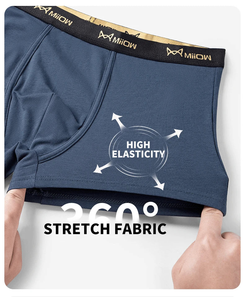 MiiOW 6Pcs Men's Cotton Underwear - Soft Antibacterial Breathable Boxer Briefs with Cotton Crotch