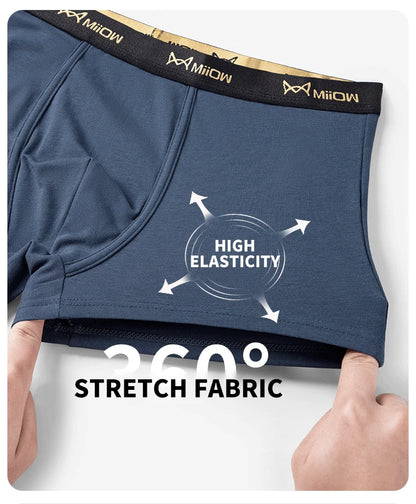 MiiOW 6Pcs Men's Cotton Underwear - Soft Antibacterial Breathable Boxer Briefs with Cotton Crotch