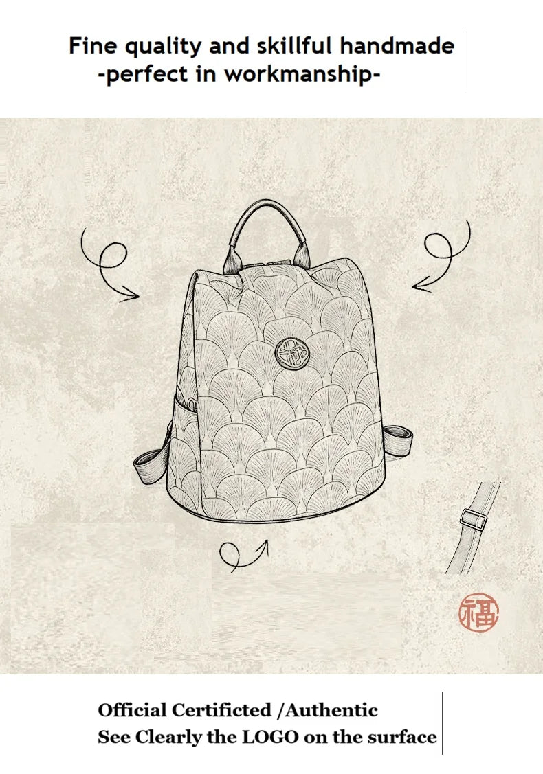 2026 New ZOOLER Handmade Cow Leather Backpack Luxury Large Capacity Backpack Chinese Style Backpack#JH936