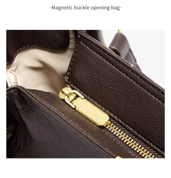 FOXER Genuine Leather Women's Elegant Shoulder Bag Simple Casual Tote Bag Large Capacity Multi-use Crossbody Handbag for Daily