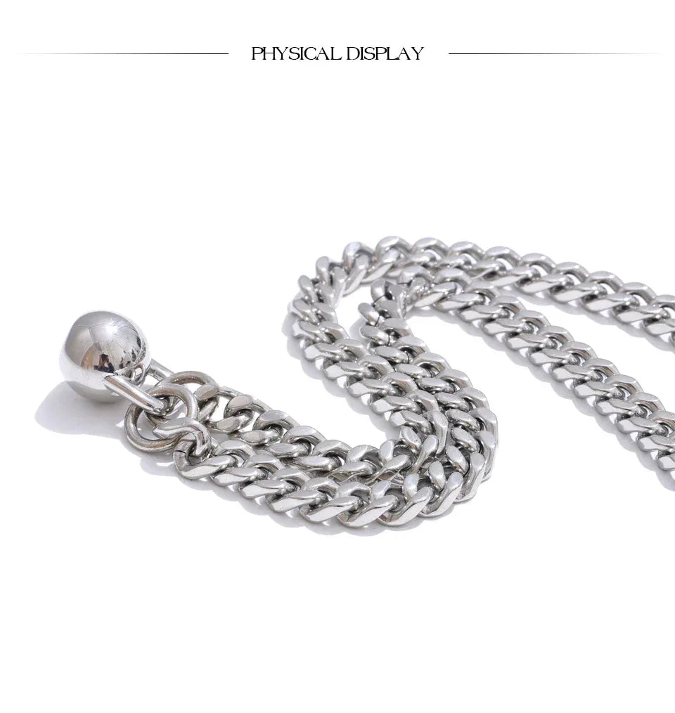 60cm High Quality Stainless Steel Chain Dumbbell Pendant Drop Necklace - ShopHub