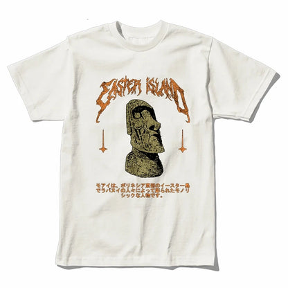 COOLMIND Easter Island Statue Graphic Cotton T-Shirt