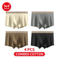 MiiOW 4Pcs Cotton Men's Underwear Soft Antibacterial U-shaped Crotch Breathable Boxer Briefs