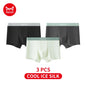 MiiOW Men's Breathable Silk Boxers - 3Pcs Ice Silk Underwear