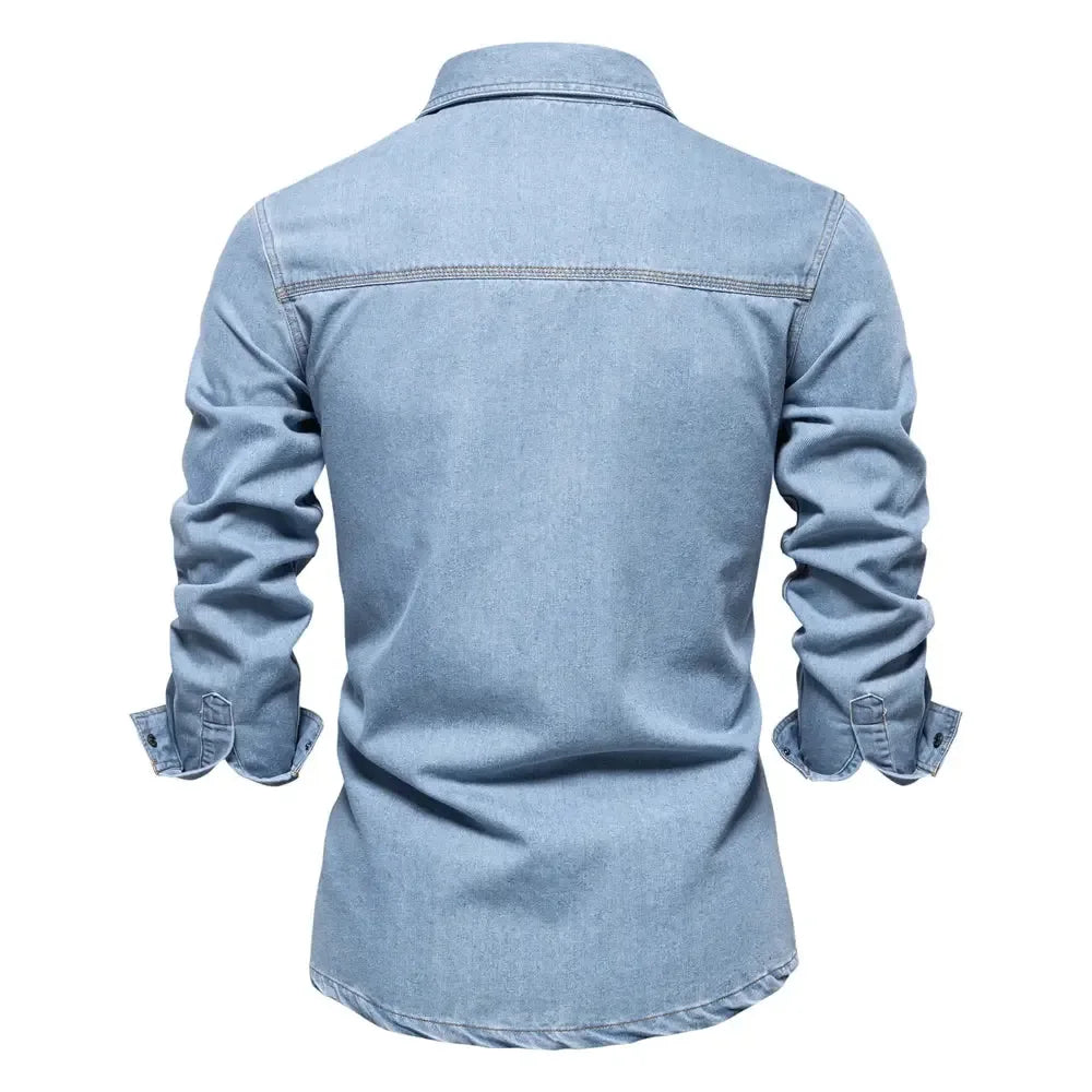 AIOPESON's 100% Cotton Denim Shirts - ShopHub