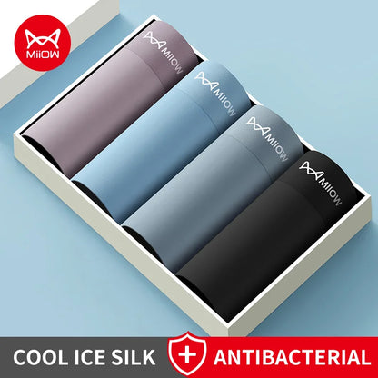 Breathe Easy with MiiOW Breathable Men's Ice Silk Underwear - 4-Pack