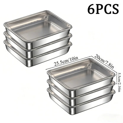 6Pcs Stainless Steel Food Containers with Black Lids
