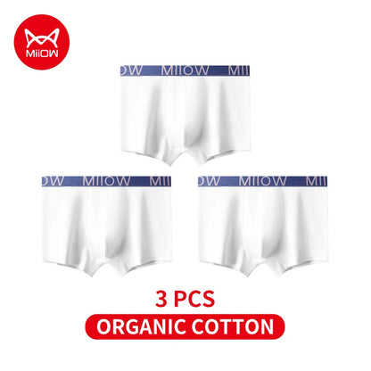 MiiOW Men's Cotton Underwear - 3Pcs Antibacterial Boxers