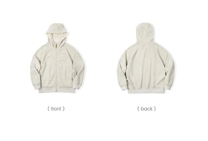 Maden Gray Hooded Sweatshirt for Men Polar Fleece Lining Thickened Warm Zippered Sports Cardigan Autumn and Winter Outer Jacket