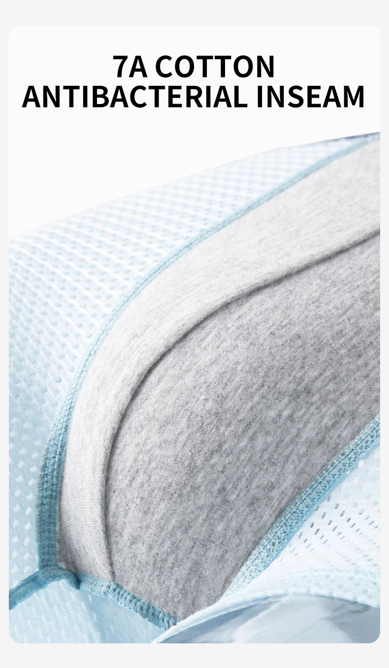 MiiOW Men's Ice Silk Underwear 4Pcs Breathable Mesh Boxers Antibacterial Crotch