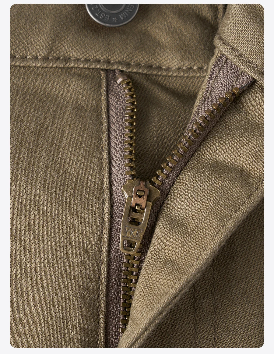 SIMWOOD 2026 Spring New Draping Motorcycle Riding Jeans Men 10oz Fashion Denim Trousers