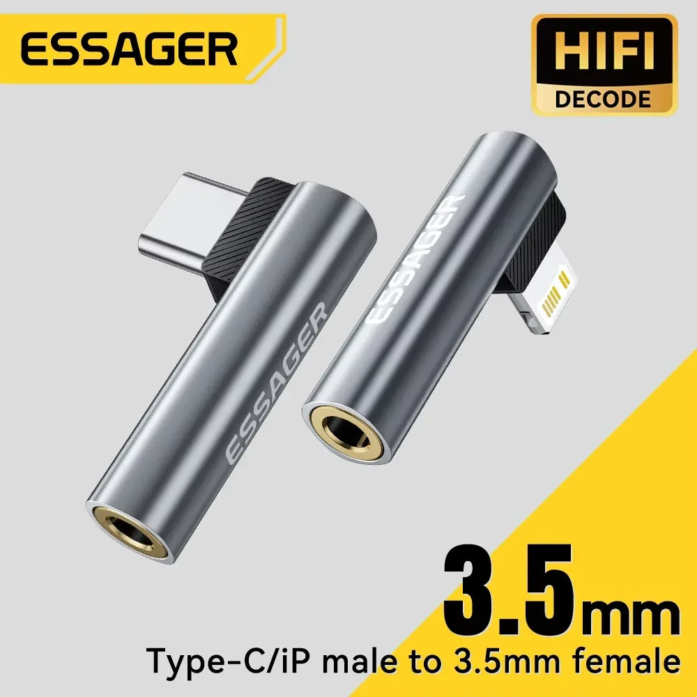 Essager L-shape Type-C to 3.5mm Jack Audio Adapter - ShopHub