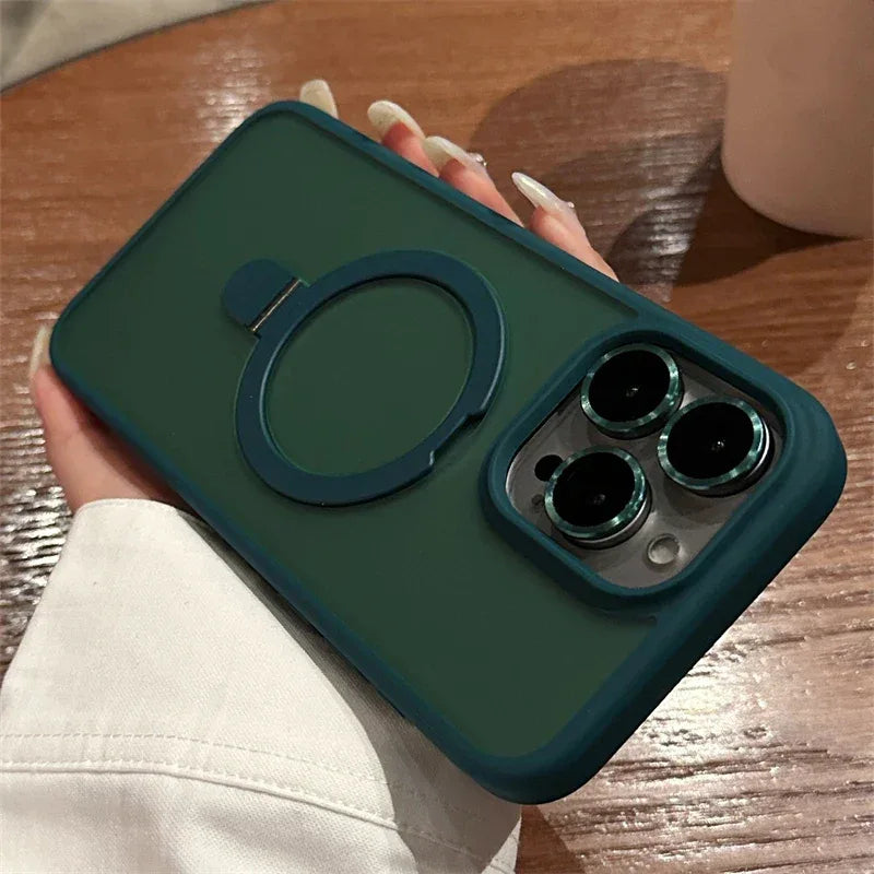 QIXTWO Luxury Metal Holder Magnetic Wireless Charge Phone Case - ShopHub
