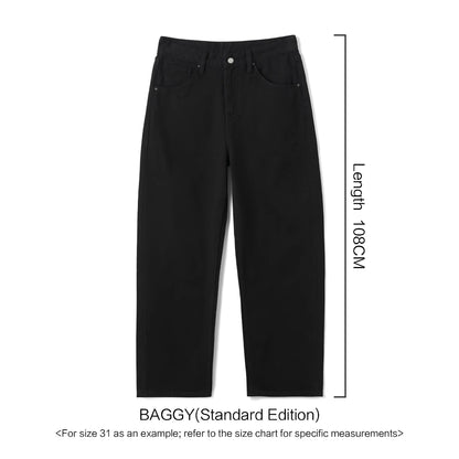 SIMWOOD 2026 Spring New Baggy Fit 11.3oz  Cotton Fabric Jeans Men Plus Size Casual Denim Chinos Pants