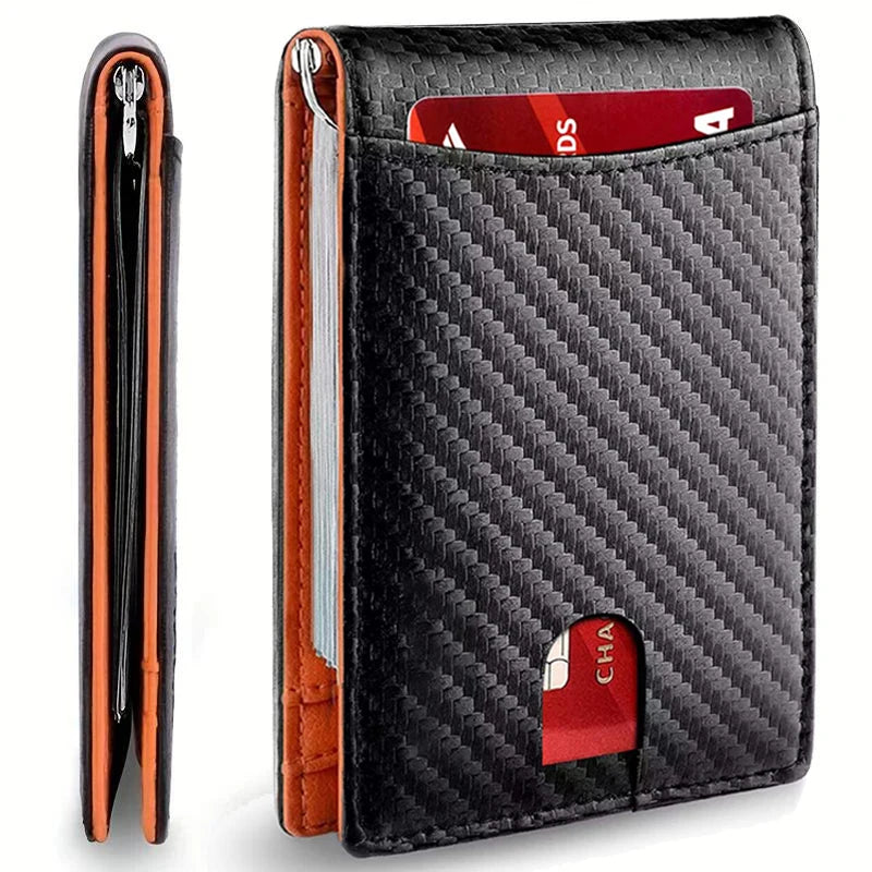 Rfid Carbon Fiber Men Wallets Man Card Holder Money Bag Slim Thin Mini Wallet Male Small Short Purse Black Walet Billfold Vallet