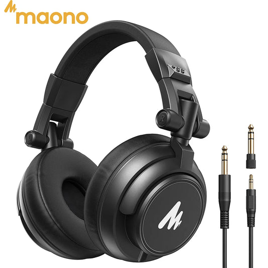 MAONO MH601 Wired Headphones Professional Studio Monitor Headphones with Detachable Plug & Cable 50mm Driver for DJ Gaming