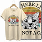 COOLMIND Beige Cat Graphic T-Shirt | Women's Relaxed Fit