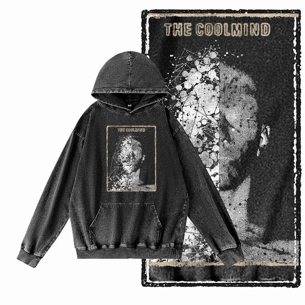 COOLMIND Acid-Washed Black Graphic Pullover