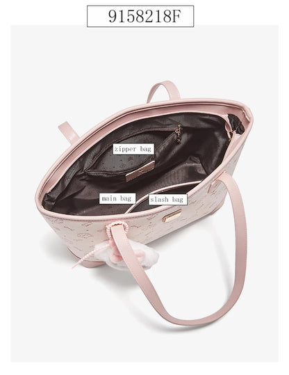 FOXER Summer New Women's Shoulder Bag PVC Leather Daily Tote Bag Female Commuting Purse Large Capacity Handbag for Everyday Use