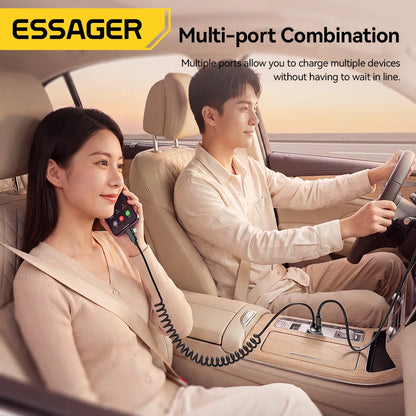 Essager 30W 2 In 1 Spring Cable Car Charger