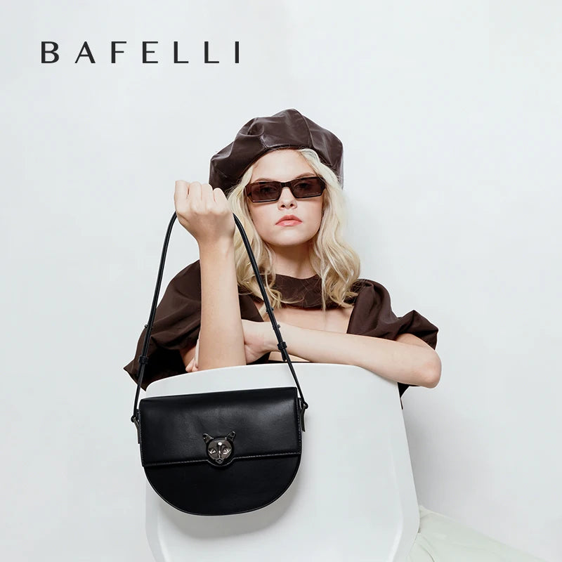 BAFELLI Genuine Leather Saddle Crossbody Bag