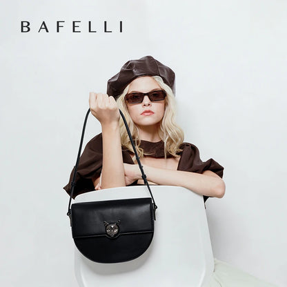 BAFELLI Genuine Leather Saddle Crossbody Bag