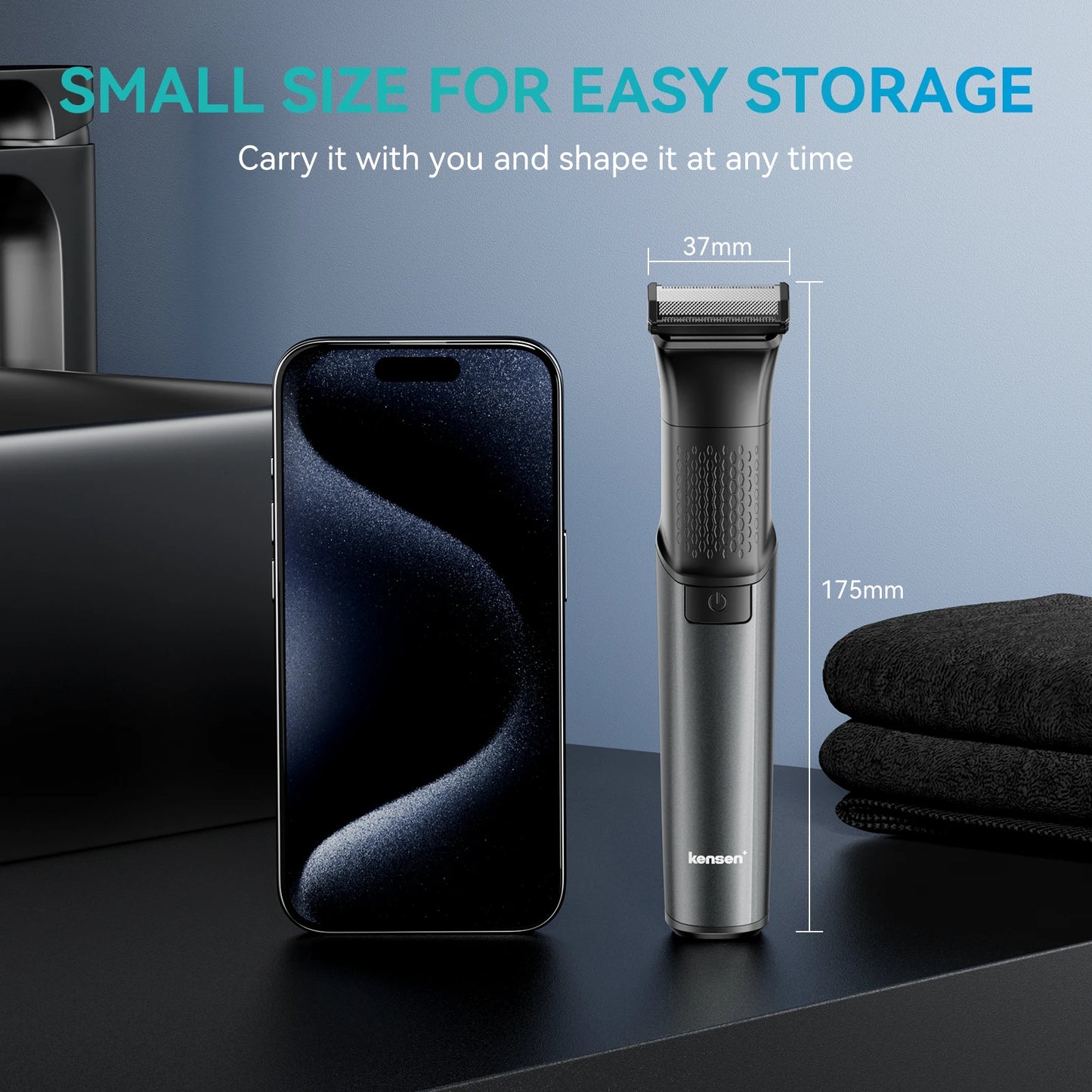 KENSEN S15 Electric Trimmer - Dual-sided Blade IPX6 Waterproof Body Hair Razor & Beard Trimmer 2 in 1 for Men