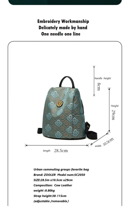 Limited New ZOOLER Handmade Cow Leather Backpack Women Fashion Bag Luxury Large Capacity Backpack Chinese Style #SC2050