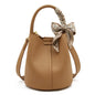 FOXER Women Shoulder Bag Crossbody Handbag Lady Genuine Leather+ Microfiber Fashion Bucket Bag Gift for Lover