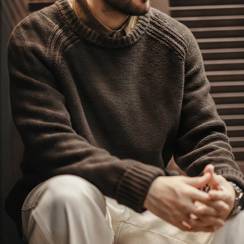 MADEN Brown Heavyweight Crew-Neck Sweater