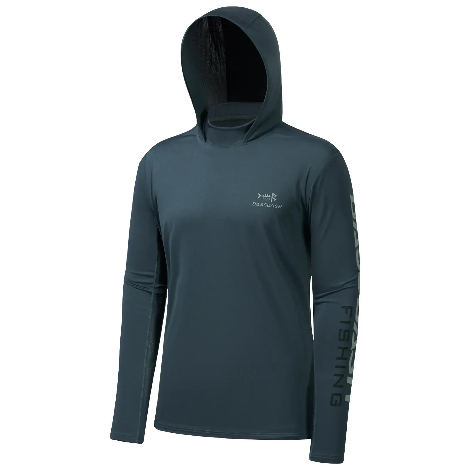 BASSDASH UPF 50+ Men’s UV Sun Protection Long Sleeve Hoodie Slate Blue