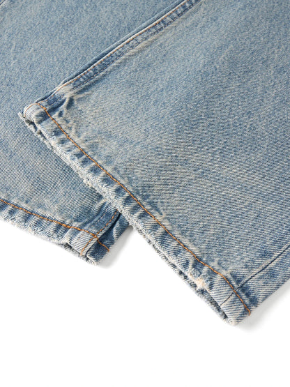 SIMWOOD High Standard 2026 Summer New Loose Relax 14oz Fabric Hole Ripped Jeans Men Vintage Streetwear Fashion Denim Pants