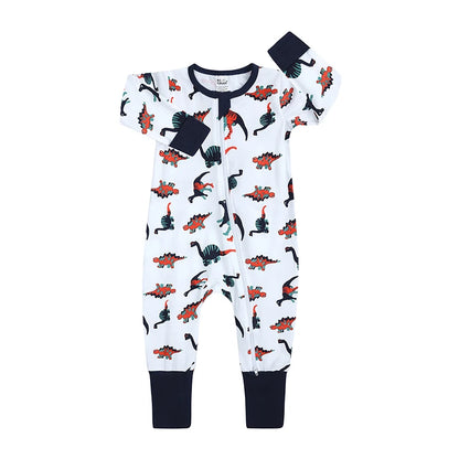 Kids Tales Storytime Cotton-Blend Double-Zip Baby Romper