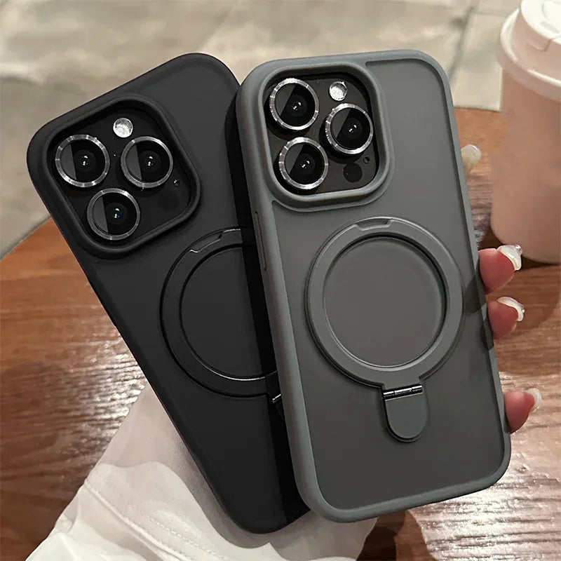 QIXTWO Luxury Metal Holder Magnetic Wireless Charge Phone Case - ShopHub