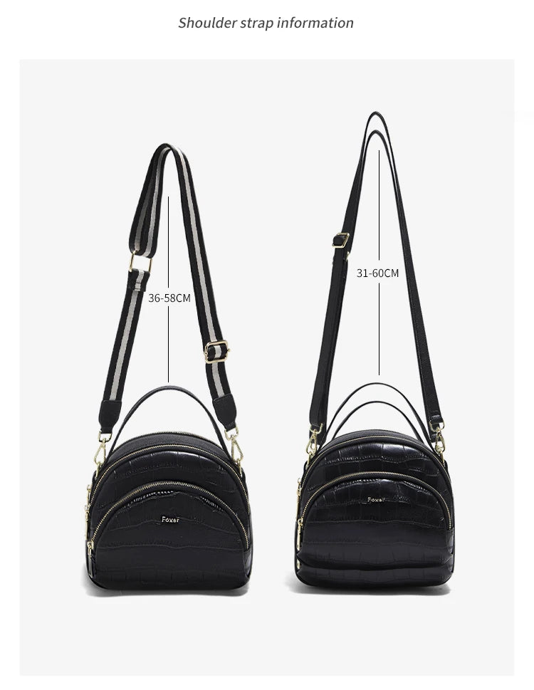 FOXER Brand Genuine Leather Top-handle Bag Women's Shoulder Bag 2026 New Chic Female Shell Bag Luxury Brand Crossbody Purse