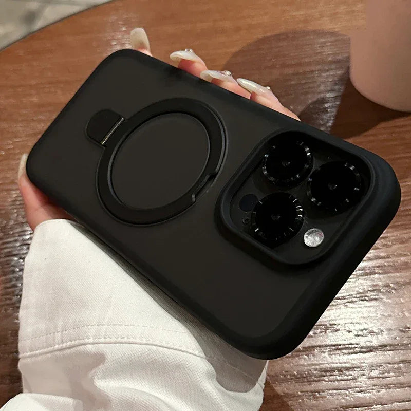 QIXTWO Luxury Metal Holder Magnetic Wireless Charge Phone Case - ShopHub