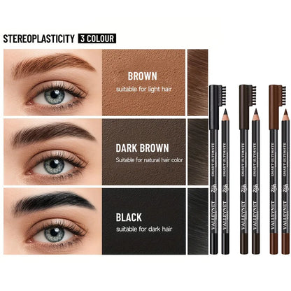 Ultra-fine Wooden Eyebrow Pencils with Brush